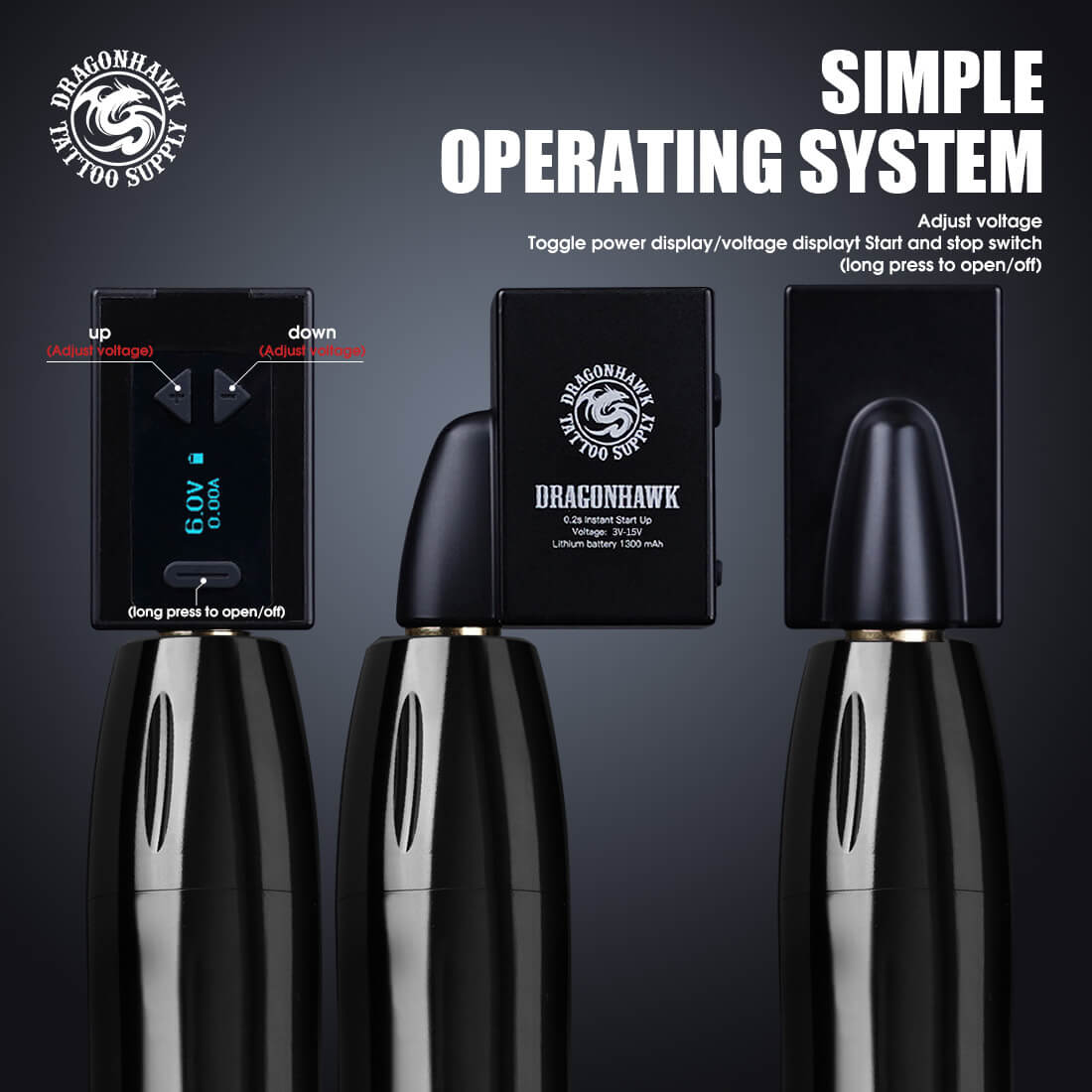 Dragonhawk B1 Wireless Tattoo Battery